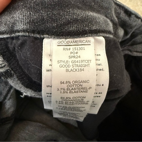 Good American "Good Straight" Jeans Womens 10/30 Black Mid Rise Straight Leg‎ - Picture 13 of 13